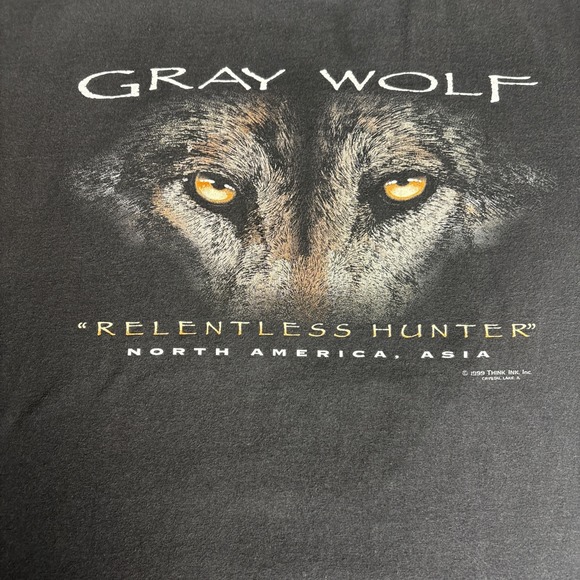 Vintage 90's Nature Wildlife T-Shirt Size Large Wolf Graphic Grunge - Picture 2 of 7